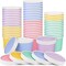 50 Pack Ice Cream Containers with Lids 8 Ounces Disposable Soup Bowls with Lid Paper Ice Cream Sundae Cups Treat Cups with Lids Protect Frozen Desserts like Yoghurt, Assorted Colors